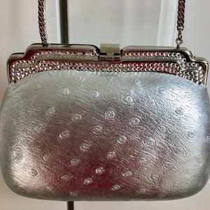 Tiras silver metallic cocktail purse 6 1/4" wide x 4 1/2" high